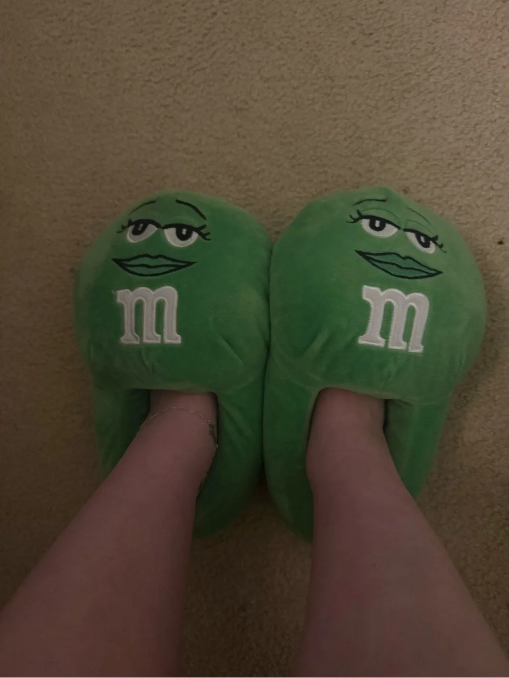 M&M'S Kids Green Plush Character Slippers